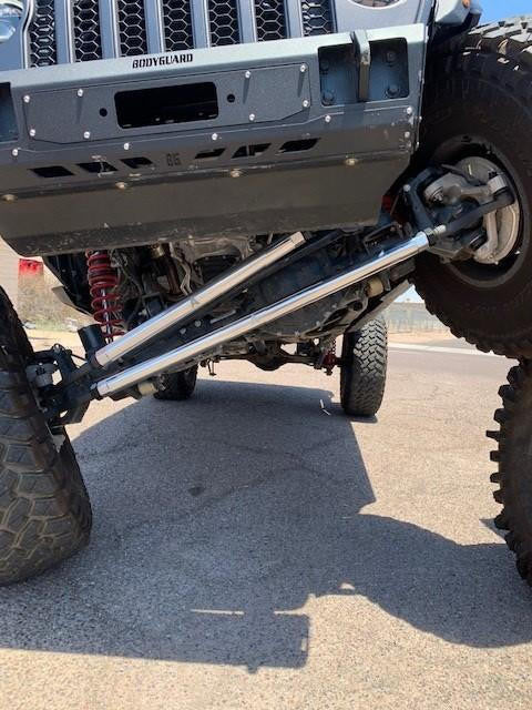 Apex Chassis Jeep JL / JT 2.5 Ton Extreme Duty Tie Rod & Drag Link Assembly Polished in Aluminum Fits 18-22 Jeep Wrangler 19-21 Gladiator  KIT125-Dana44-YesFlip 