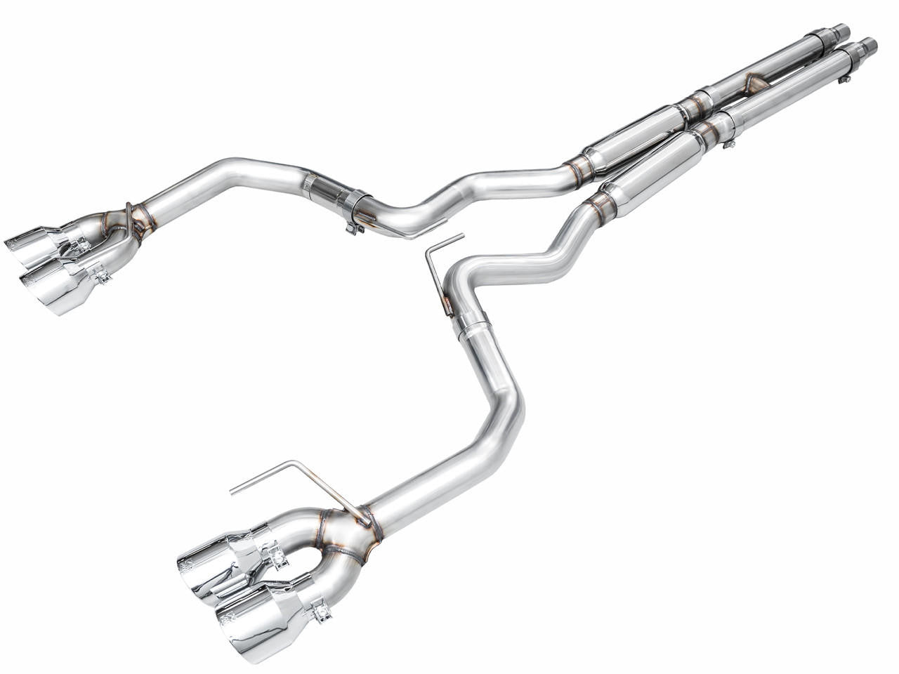 AWE Tuning AWE SwitchPath Exhaust for S650 Mustang GT Fastback - Quad Chrome Silver Tips 3025-42650 