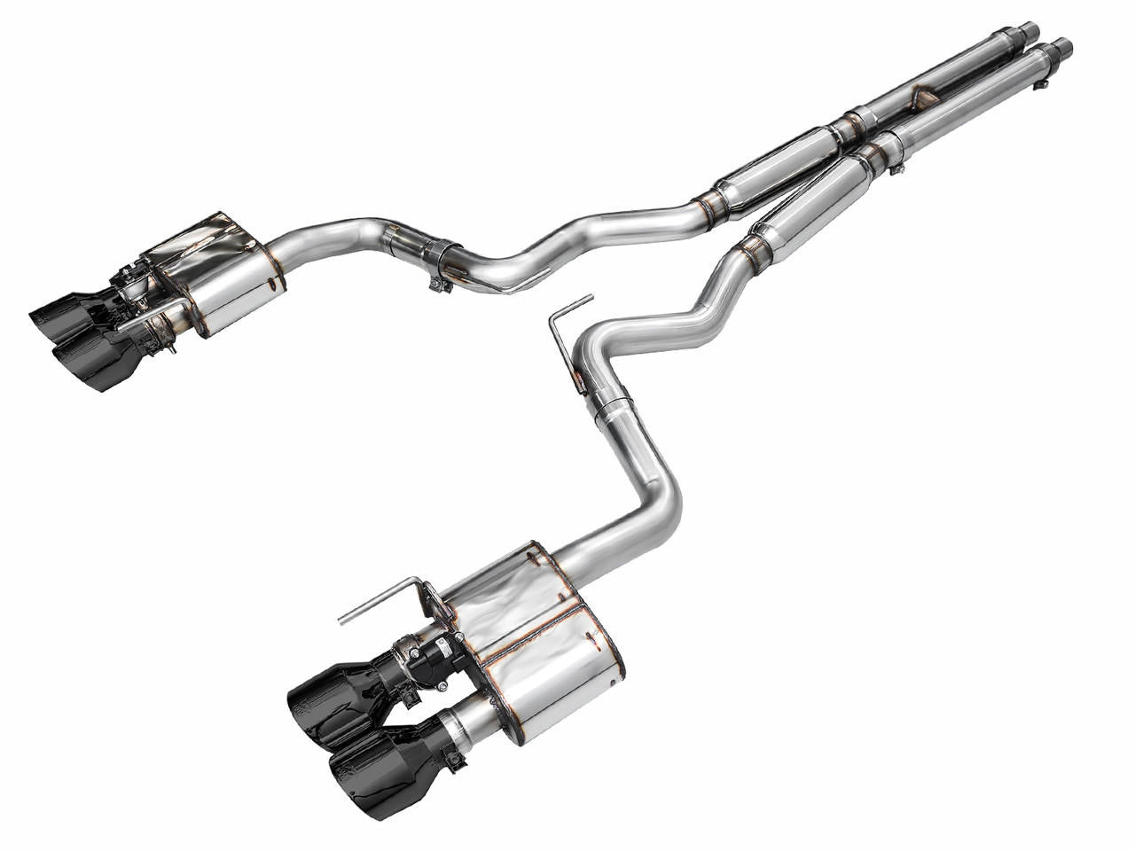 AWE Tuning AWE SwitchPath Exhaust for S650 Mustang GT Fastback - Quad Diamond Black Tips 3025-43650 