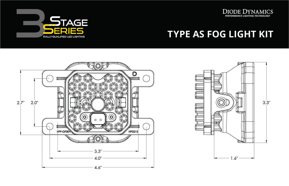 Diode Dynamics SS3 LED Fog Light Kit for 2010-2018 Ford Transit Connect Yellow SAE/DOT Fog Sport w/ Backlight Diode Dynamics DD6989-ss3fog-1093 