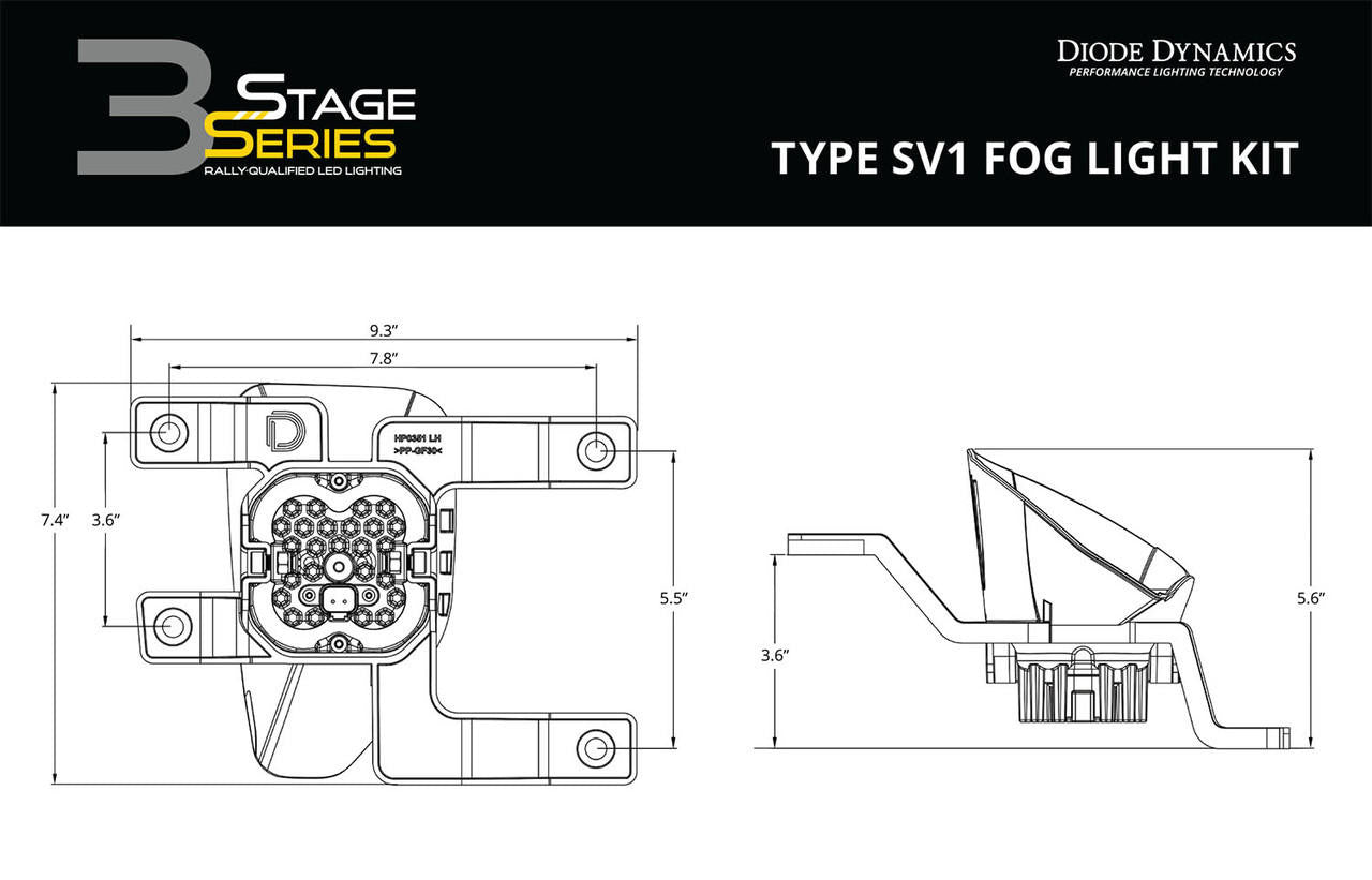 Diode Dynamics SS3 LED Fog Light Kit for 2019 Chevrolet Silverado 1500 LD, Yellow SAE/DOT Fog Pro Diode Dynamics DD6843-ss3fog-0680 