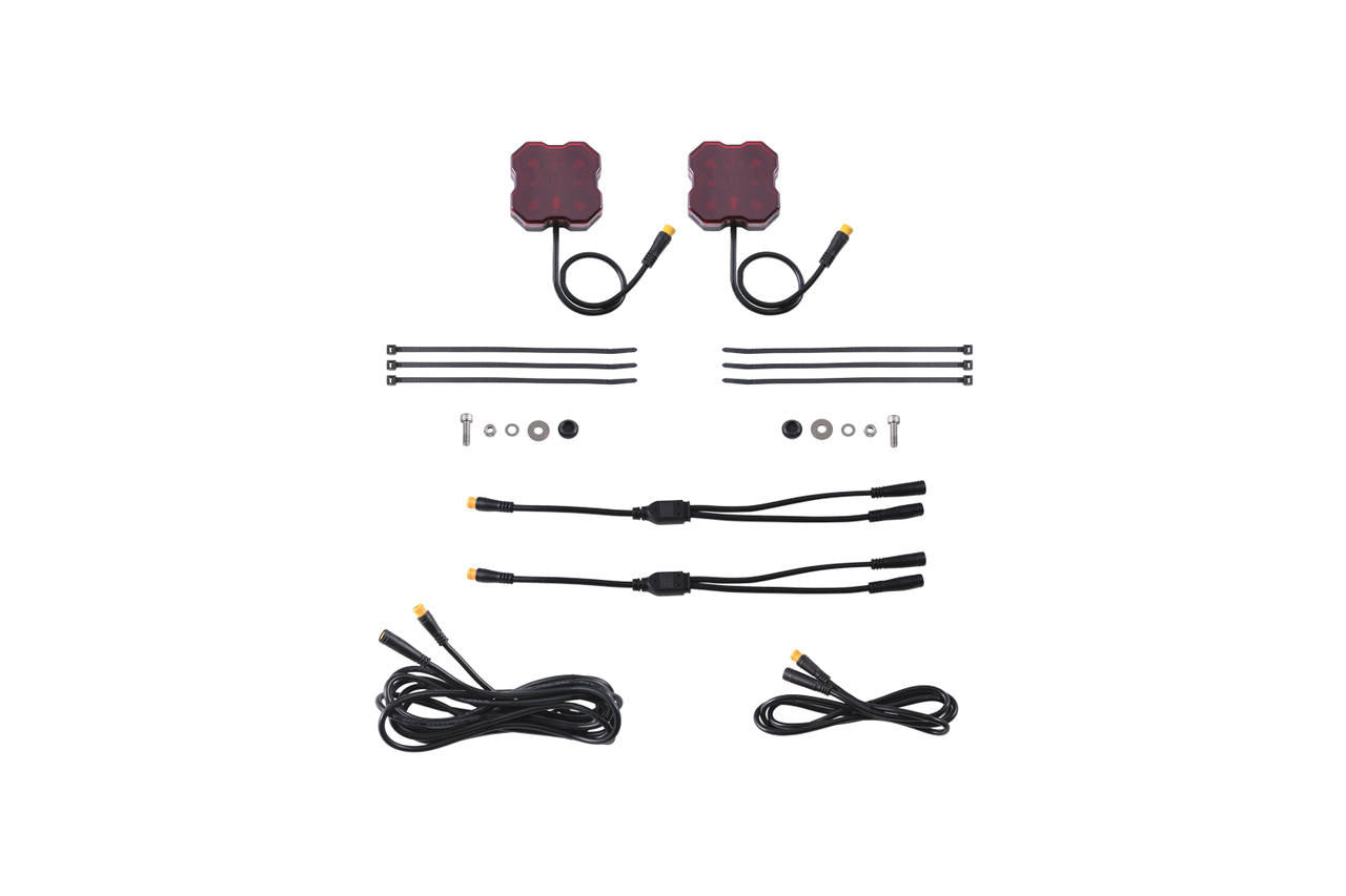 Diode Dynamics Stage Series Single-Color LED Rock Light Red M8 (2-pack) DD7458 