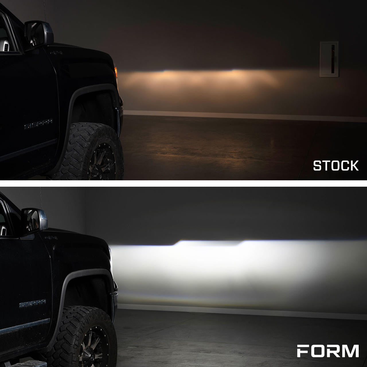 Form Lighting 2014-2018 GMC Sierra 1500 & 2015-2019 Sierra 2500/3500 LED Projector Headlights Amber DRL, Pair FL0023 