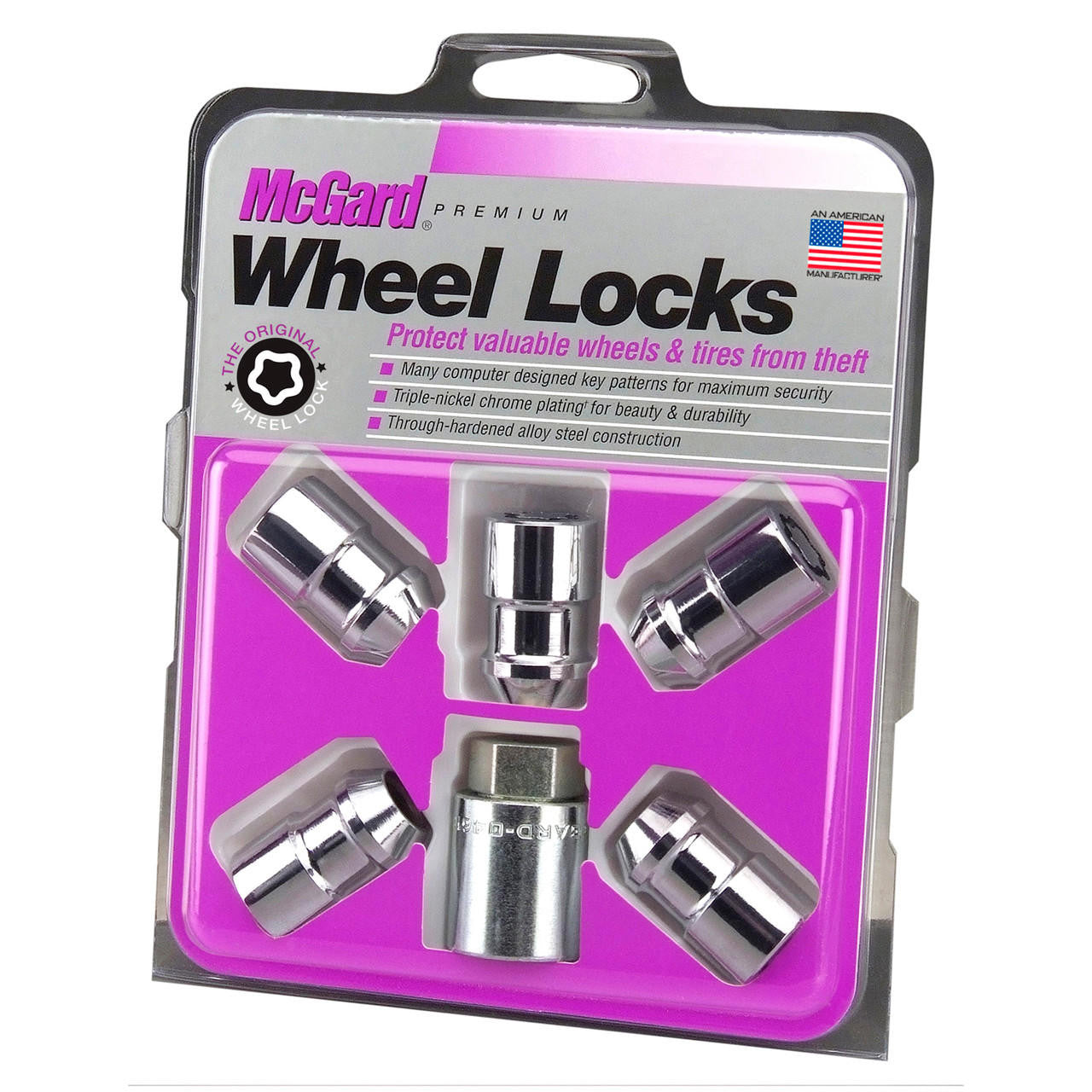 McGard Cone Seat Exposed Style Wheel Locks-Chrome-5 Lock Set 24532 